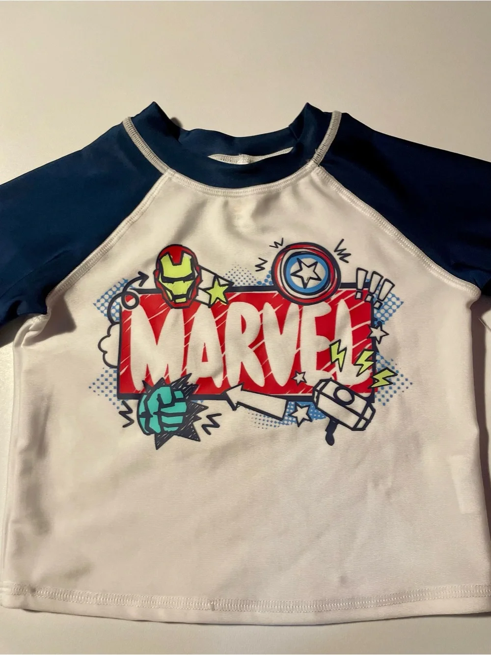 NWT Jumping Beans Marvel Avengers Short Sleeve Rash Guard Swim Top Boys 12M